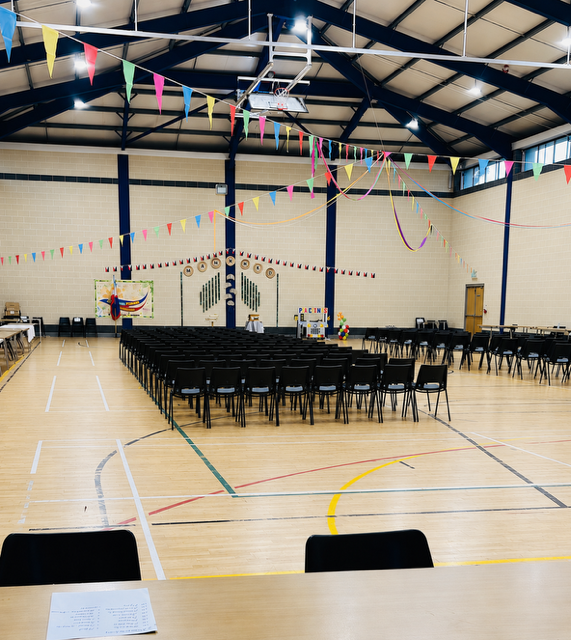 Sports hall prepared for a community event